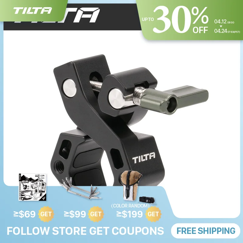 TILTA-Pince de Montage en Métal Super Pince de Bras Magique TA-AMC-B Noir avec Trou de 1/4 "3/8" pou