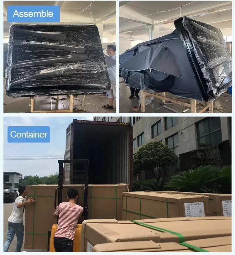 Hard Shell Open Skylight Roof Top Tent 3-4 Person Camping Rooftop Enclosure  Side Awning Room