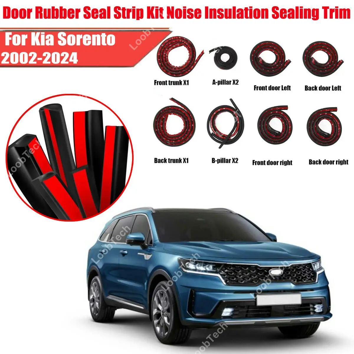 

Комплект уплотнителей двери, резиновая защита от ветра, шумоподавление для Kia Sorento, самоклеящаяся дверная крышка двигателя, звукоизоляционная полоса