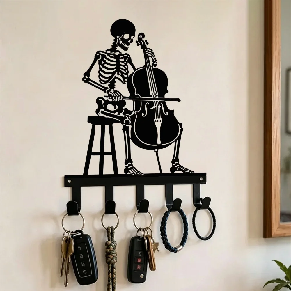 CIFBUY Cello Skeleton Wall Key Holder Iron Hook Hanger Heavy Duty Home Decor For Living Room Office Bar Entryway Hanging