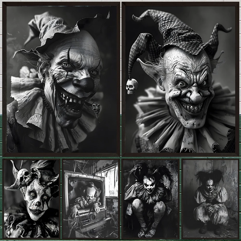 

Chilling Evil Dummy Vintage Photography Wall Art Canvas Painting,Sinister Clown Horror Gothic Art Poster And Print Home Decor