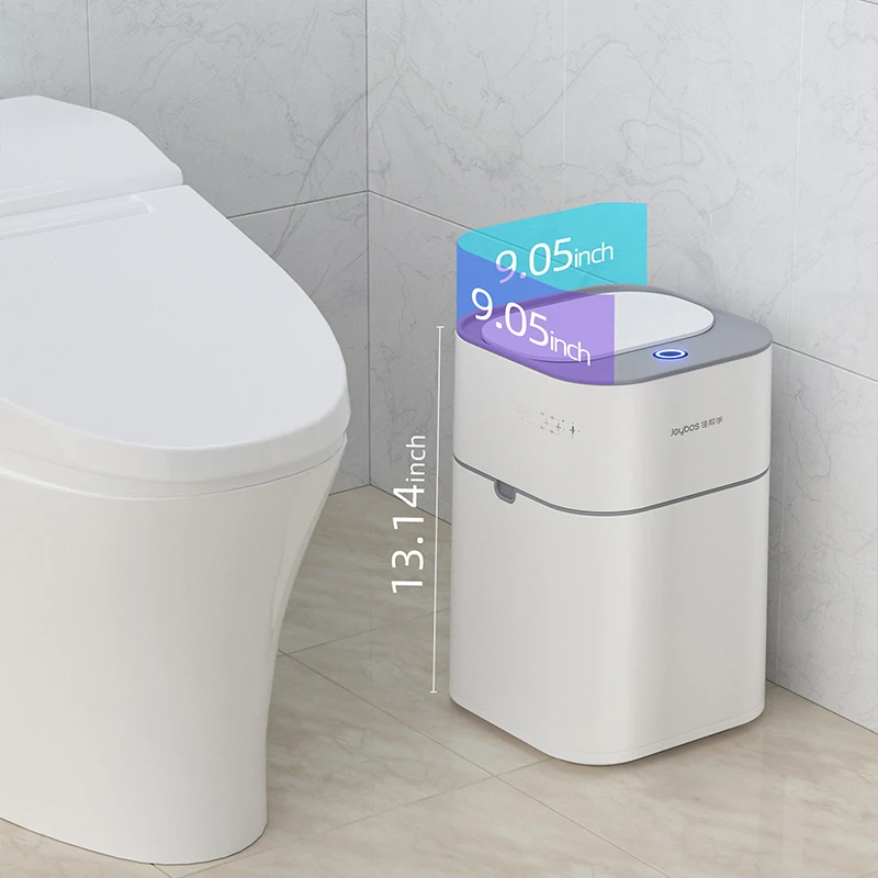 14L Smart Sensor Bathroom Trash Can Automatic Adsorption Electronic Trash Can White Touchless Garbage Bin for Kitchen Bedroom