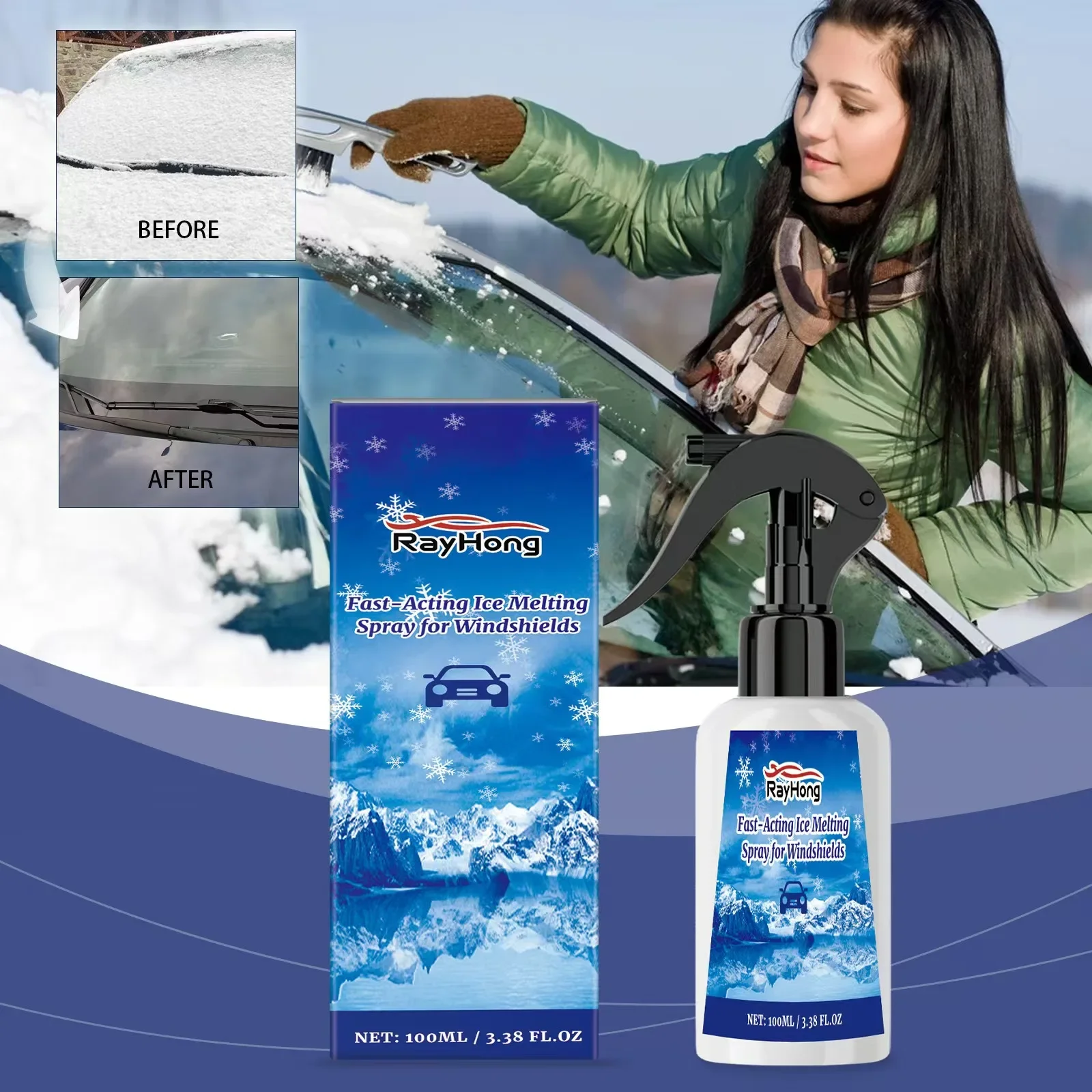 Car deicing spray car windshield cleaning demisting deicing fast snow melting spray