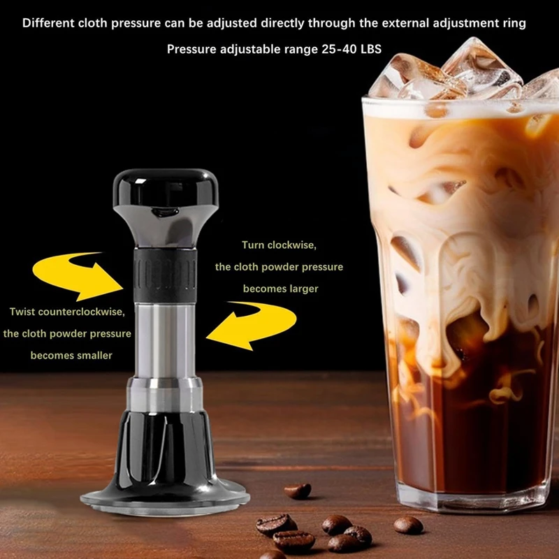 AA49 Espresso Tamper Konstante Kraft Auswirkungen Pulver Presse Gewinde Kaffee Distributor Leveler Werkzeug Kaffee Hand Drücken Werkzeug