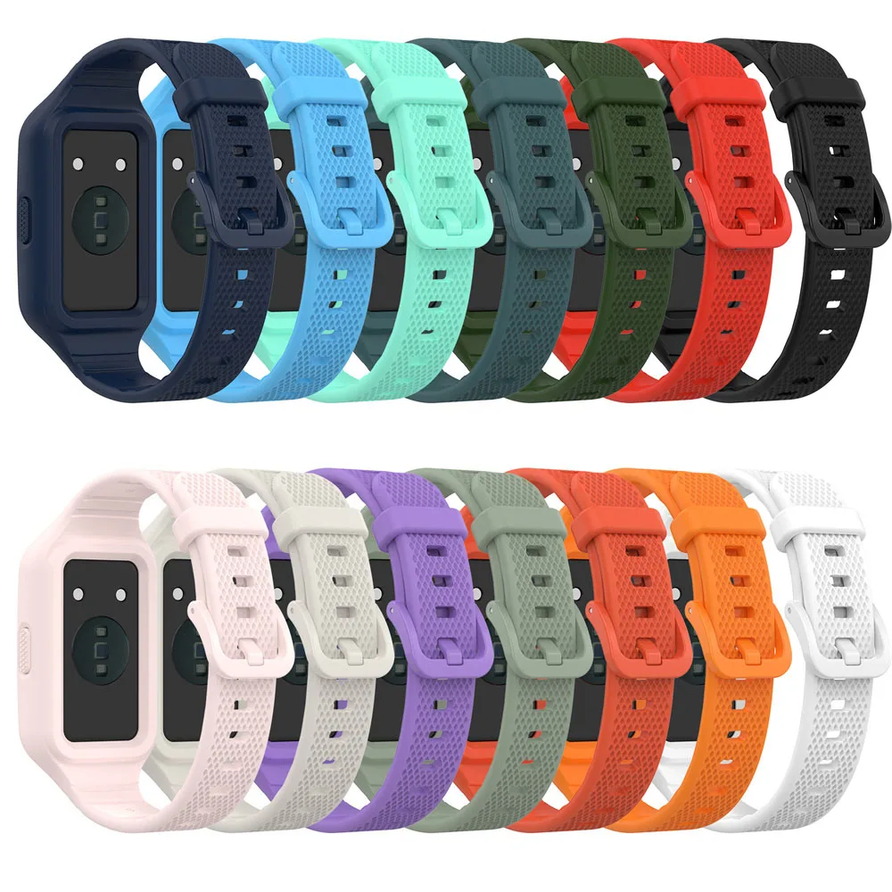 BEHUA Fashion Silicone WatchBand For Huawei Band 9/8/7/6 Smartwatch Wristband Strap with Case Sport belt Correa Frame Bracelet