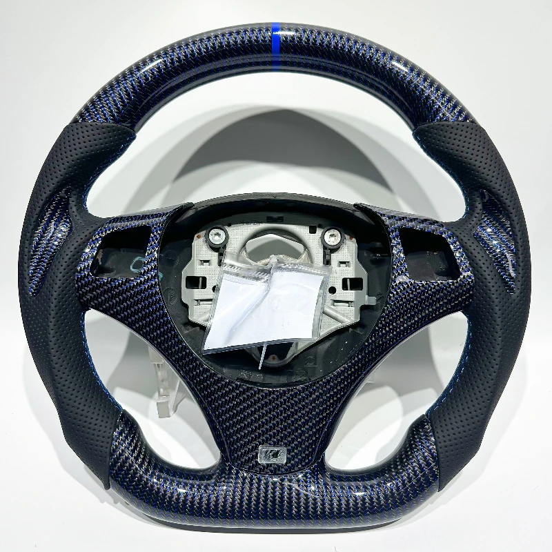 

Blue twill carbon fiber car steering wheel, suitable for BMW E92 E87 E93 without paddle shifters.