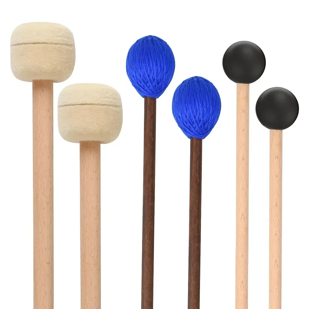 Professional Drumstick Set Bass Drum Marching Drum Sticks Marimba Mallets Rubber Xylophone Percussion Set of 3 Pairs