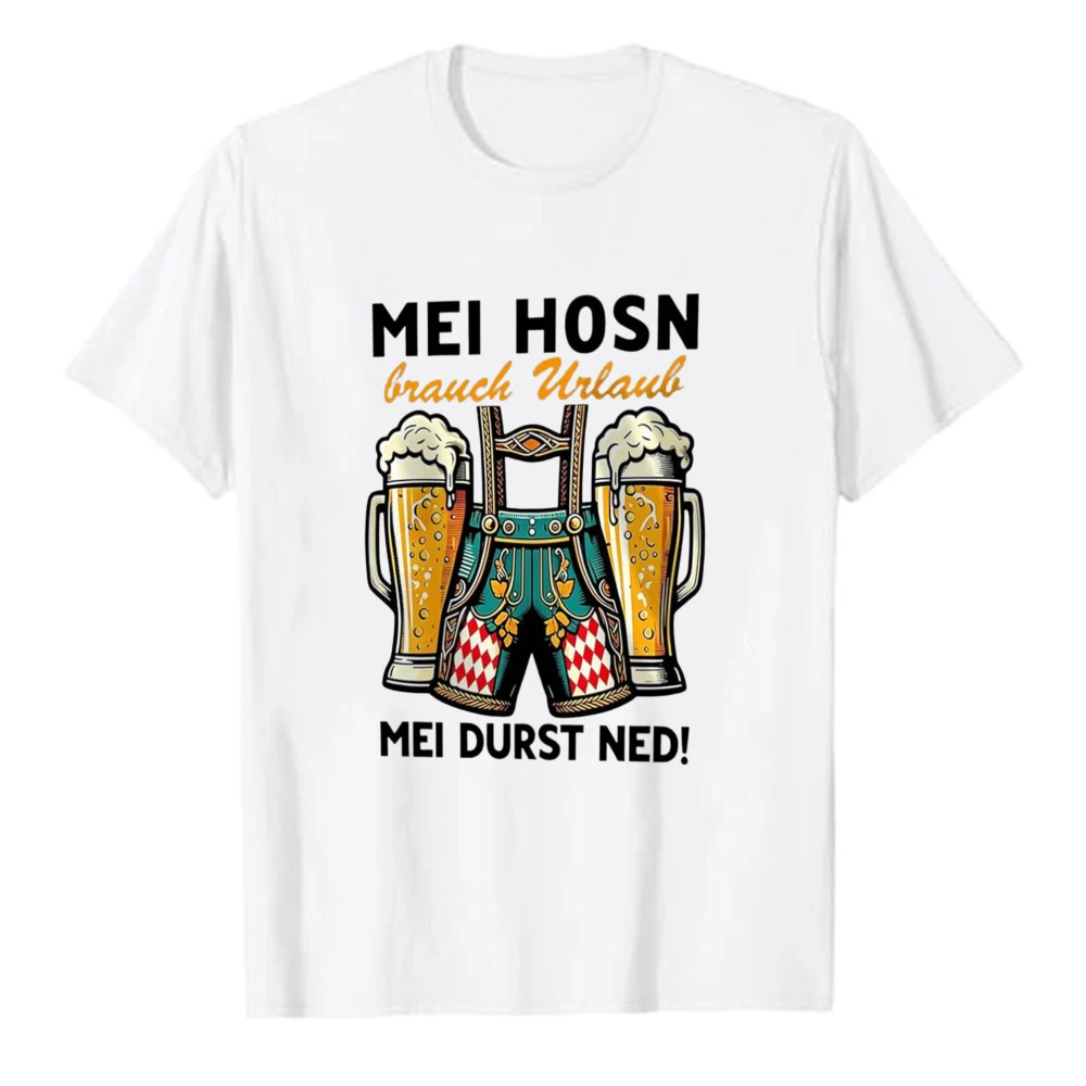 Mei Hosn Brauch Urlaub Oktoberfest Lederhosen Beer Mug Graphic T‑Shirt Bavarian Funny German Slogan Print Tees Casual Cotton Top