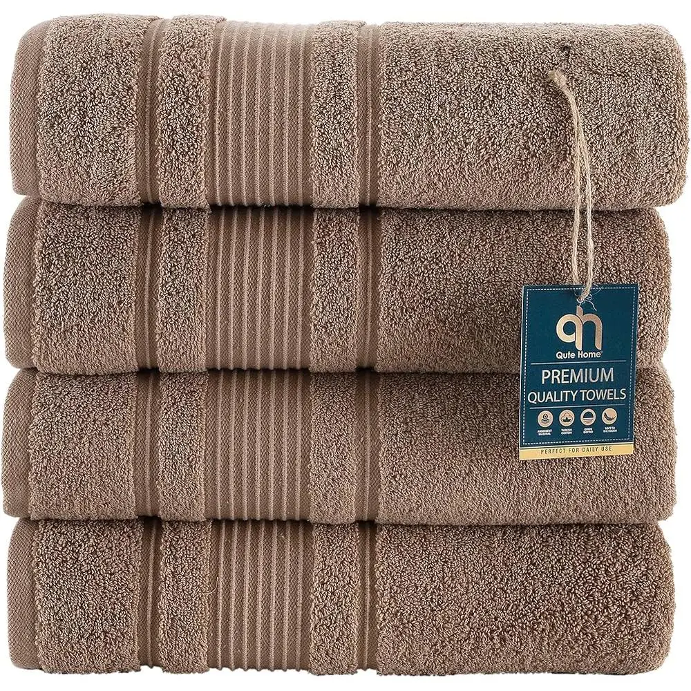 4-Piece Premium Turkish Cotton Bath Towels Quick Dry Soft Absorbent Spa Quality Durable Plush Towel Set Home Gym Pool