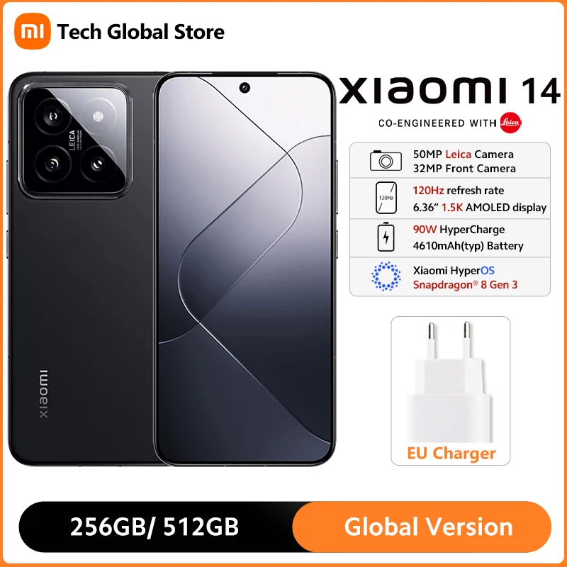 Global Version Xiaomi 14 5G Smartphone Snapdragon® 8 Gen 3 50MP Leica Camera 6.36\