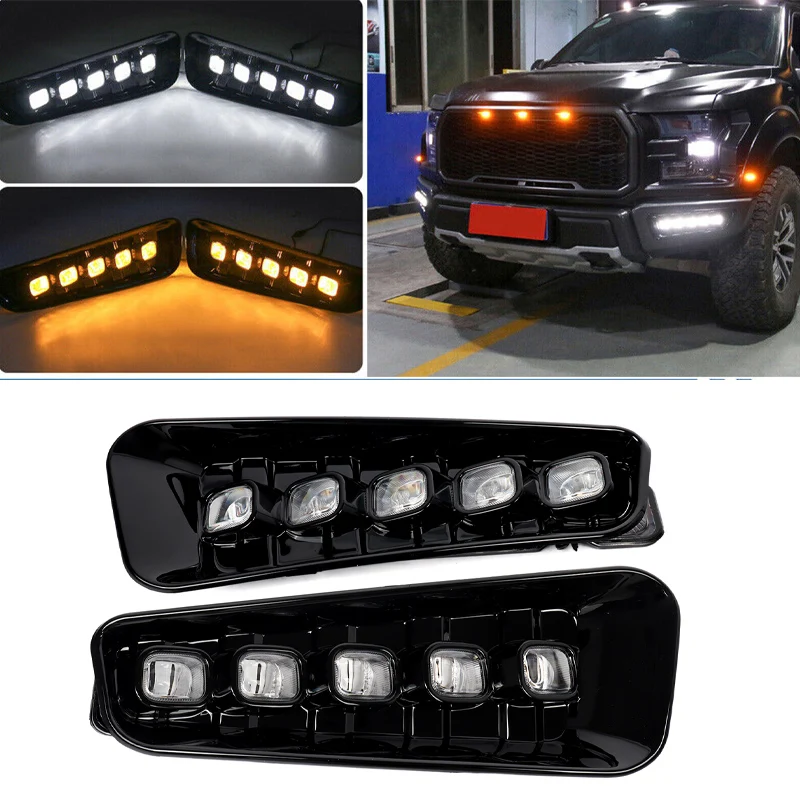 For Ford F-150 Raptor Style 2015-19 F150 LED With DRL Signal Fog Lights Bezels Kit