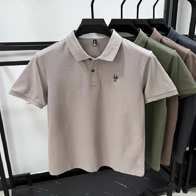 Summer high-quality cotton short sleeved men's polo shirt fashion brand teddy bear embroidery golf business casual T-shirt view 5