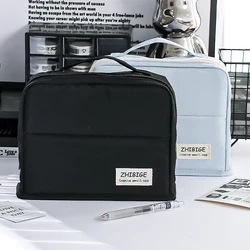 Solid Color Large Capacity Storage Bag Minimalist Multi-functional Multi-layer High Aesthetic Student Stationery Bag 1PC
