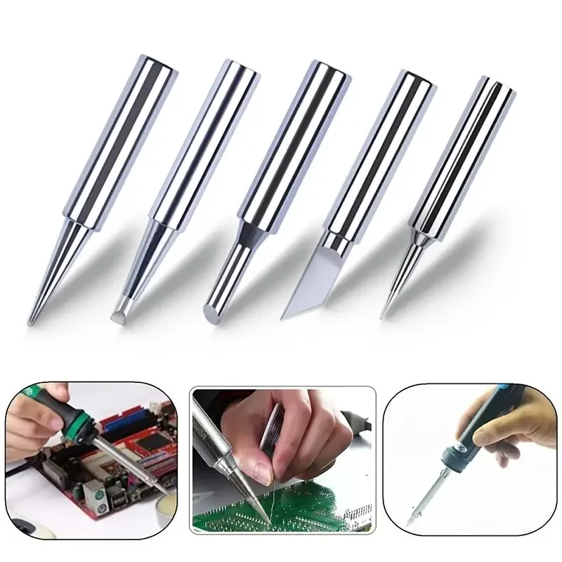 5Pcs Soldering Iron Tips Set - 900M Pure Copper Heads For Maximum Performance & Durability!