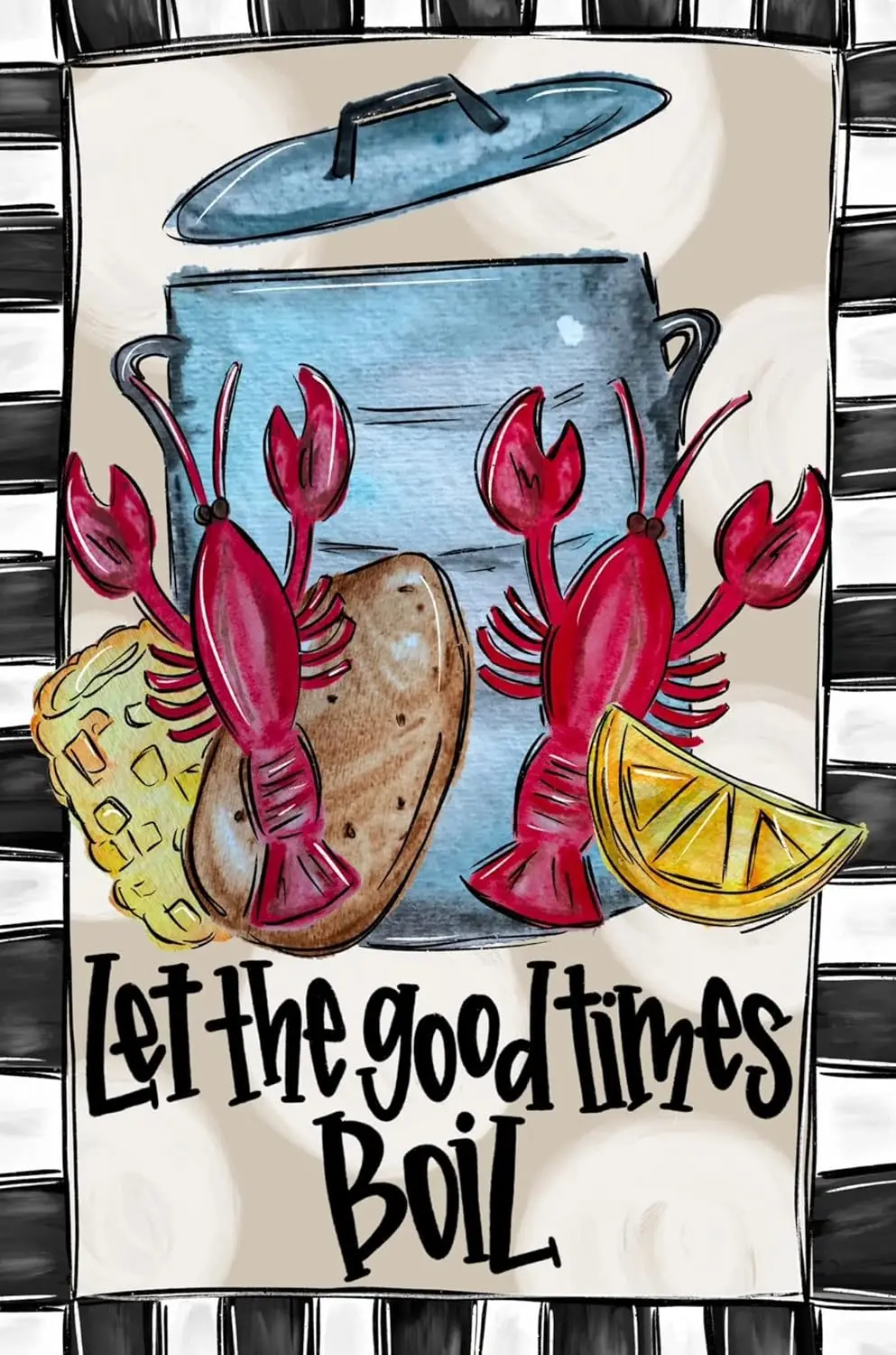 Crawfish Boil Decor Campsite Gift Welcome Art Outdoor Decor let the good times boil Metal Tin Sign Chic Retro Art Garage Pub Man
