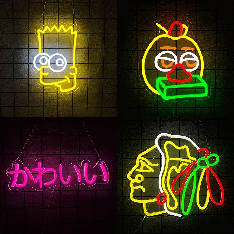 Used For Bedroom, Bar, Club, Game Room, Office Decor, Usb Powered，Animation Neon Sign, Japanese Characters And Cartoon Icons,