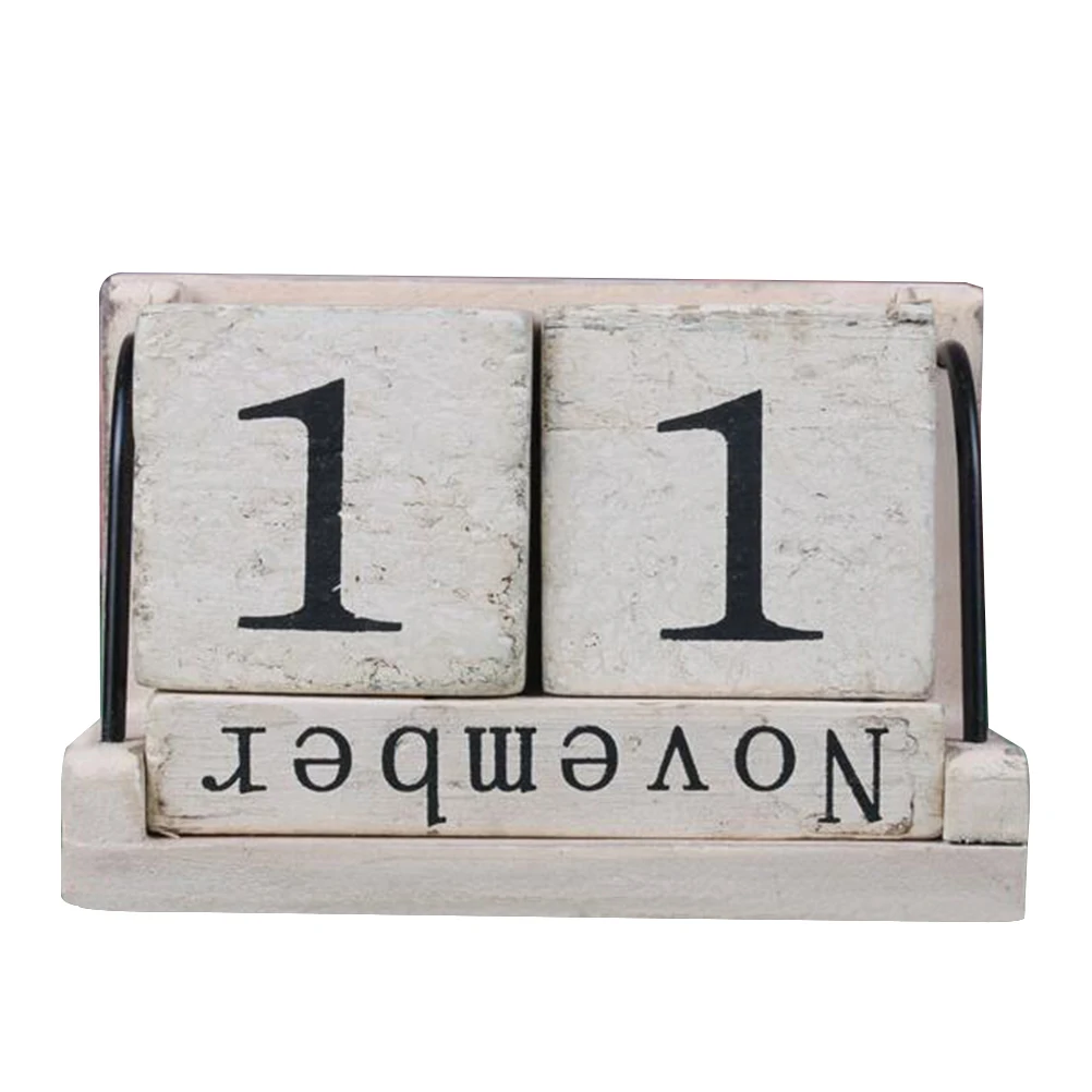 

Perpetual Calendar Cube Calendars Blocks Home Decor Work Rustic Wooden Crafts Desk Vintage