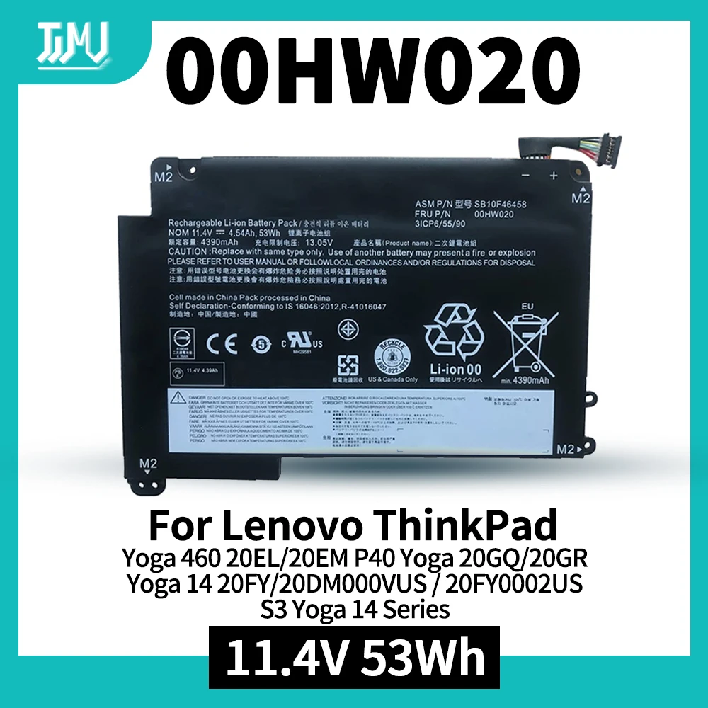 

00HW020 Laptop battery for Lenovo ThinkPad Yoga 460 20EL 20EM P40 Yoga 20GQ 20GR Yoga 14 20FY 20DM000VUS 20FY0002US S3 Yoga 14