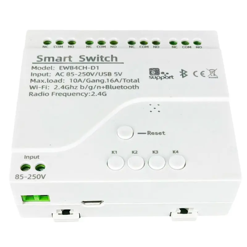 A53M-Smart Switch 4 Channel Smart Switch Wifi Bluetooth Wireless Dry Contact Relay Switch 85-250V