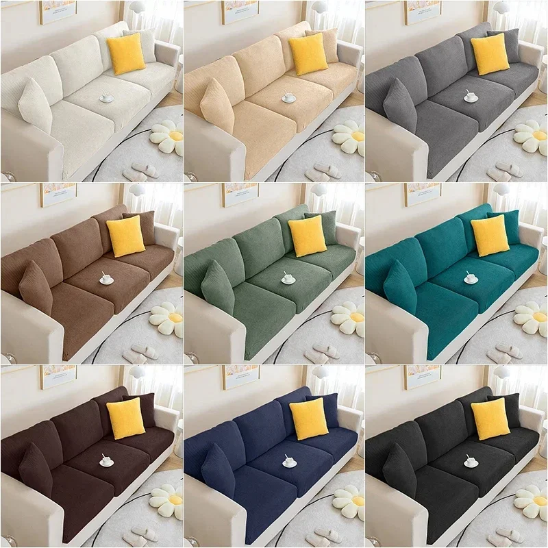 Waterproof Sofa Seat Cushion Cover Elastic Couch Cushion Slipcover 1 2 3 4 Seater L Shap Living Room Sofa Covers