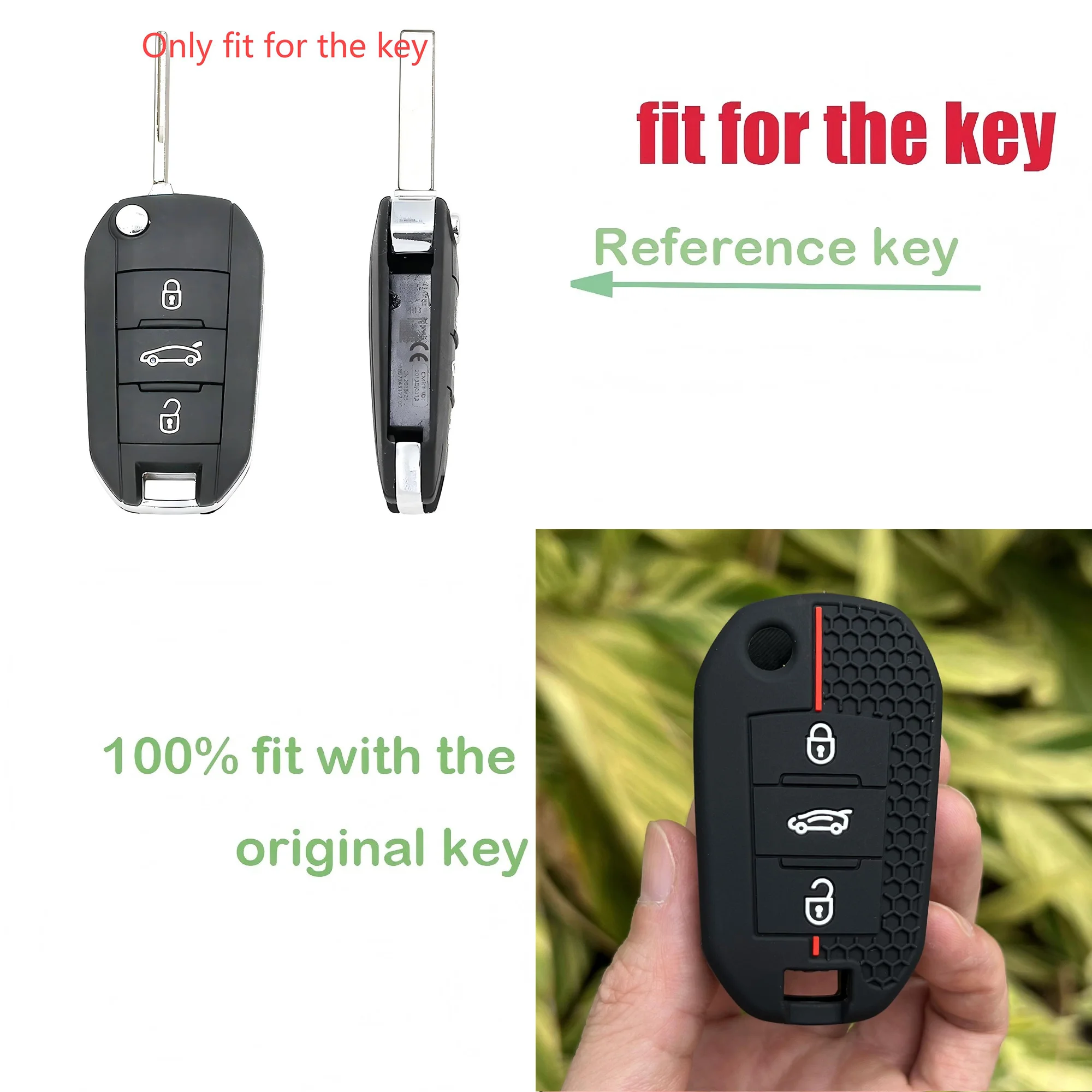 

Silicone Car Key Cover Shell for Citroen C4 CACTUS C5 C3 C4L Peugeot 508 301 2008 3008 408 3button Flip Remote Case Protector