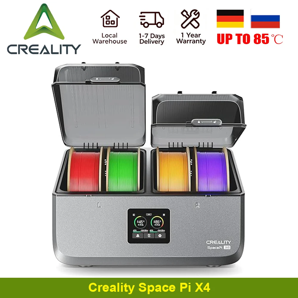 Creality Space Pi X4 Filament-Trockner 3D-Drucker Filament-Dehydrator 4 Spulen Unabhängige Heizkammern 45-85°C ℃   1,75-2,85 mm Material