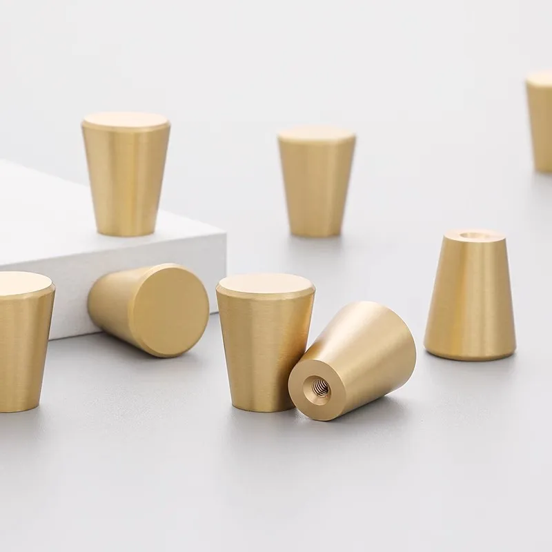 Solid Brass Single Hole Drawer Knobs Gold Bedside Cabinets Handles Kitchen Cupboard Door Knob Furniture Hardware