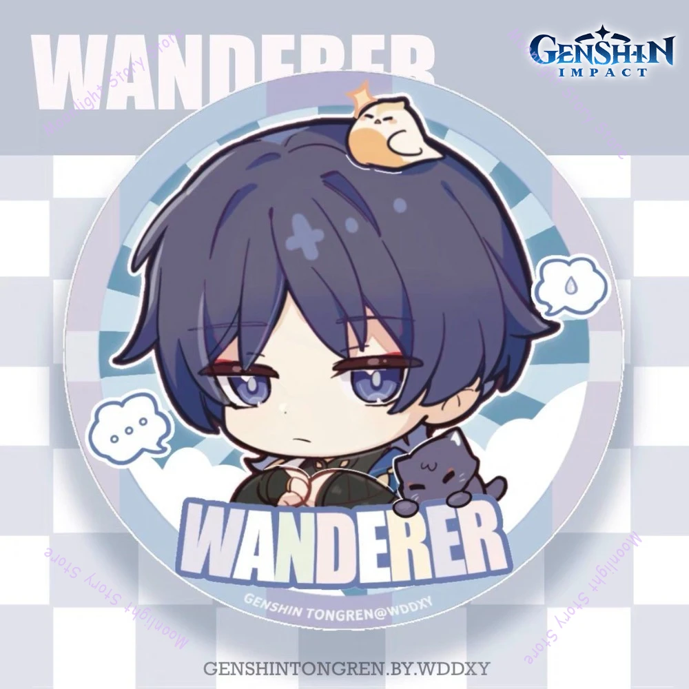 Genshin Impact Chibi Style Badges Venti Zhongli Phonyna Lightning General Nashida Pendant Brooch Backpack Clothing Accessories