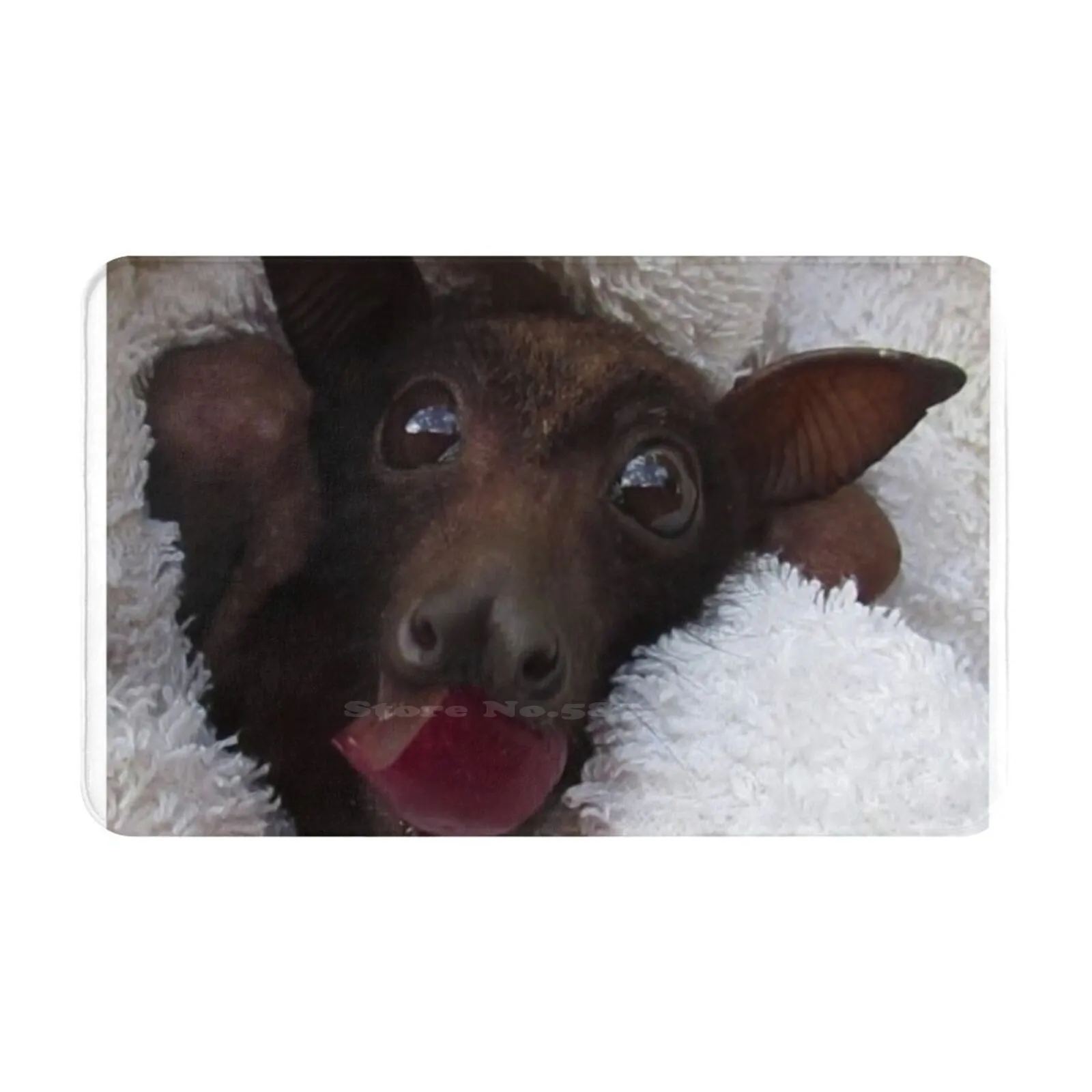 Batzilla-Cute Bat Soft Cushion Car Home Carpet Door Mat Batzilla Cute Flying Fox Charity Rescue Endangered Fluffy Fuzzy Brown