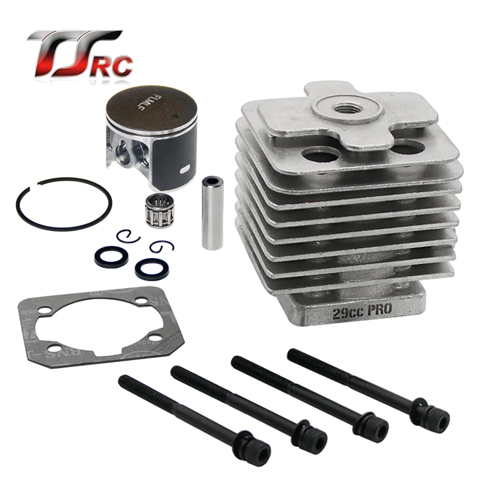 TSRW 29CC RCカー 4ボルトシリンダーヘッド+ピストンキット（リードケースエンジン専用）1/5 RC Hpi Rofun Km Rovan Baja Losi 5t FG GoPed対応