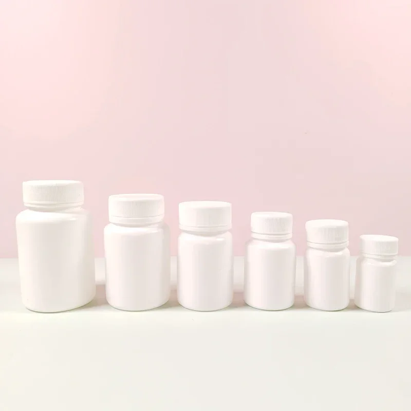 10Pcs 15ML-100ML Empty White HDPE Plastic Medical Pill Bottles With Lids Portable Containers For Tablets Capsule Solid Powder