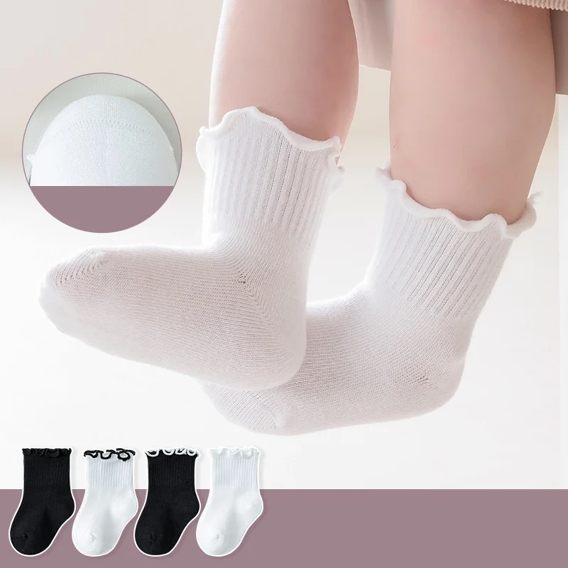 0-12Years Baby Girls Socks Cotton Soft Children's Frilly Princess Socks For Girls Spring Autumn High Quality Kids Boneless Sock