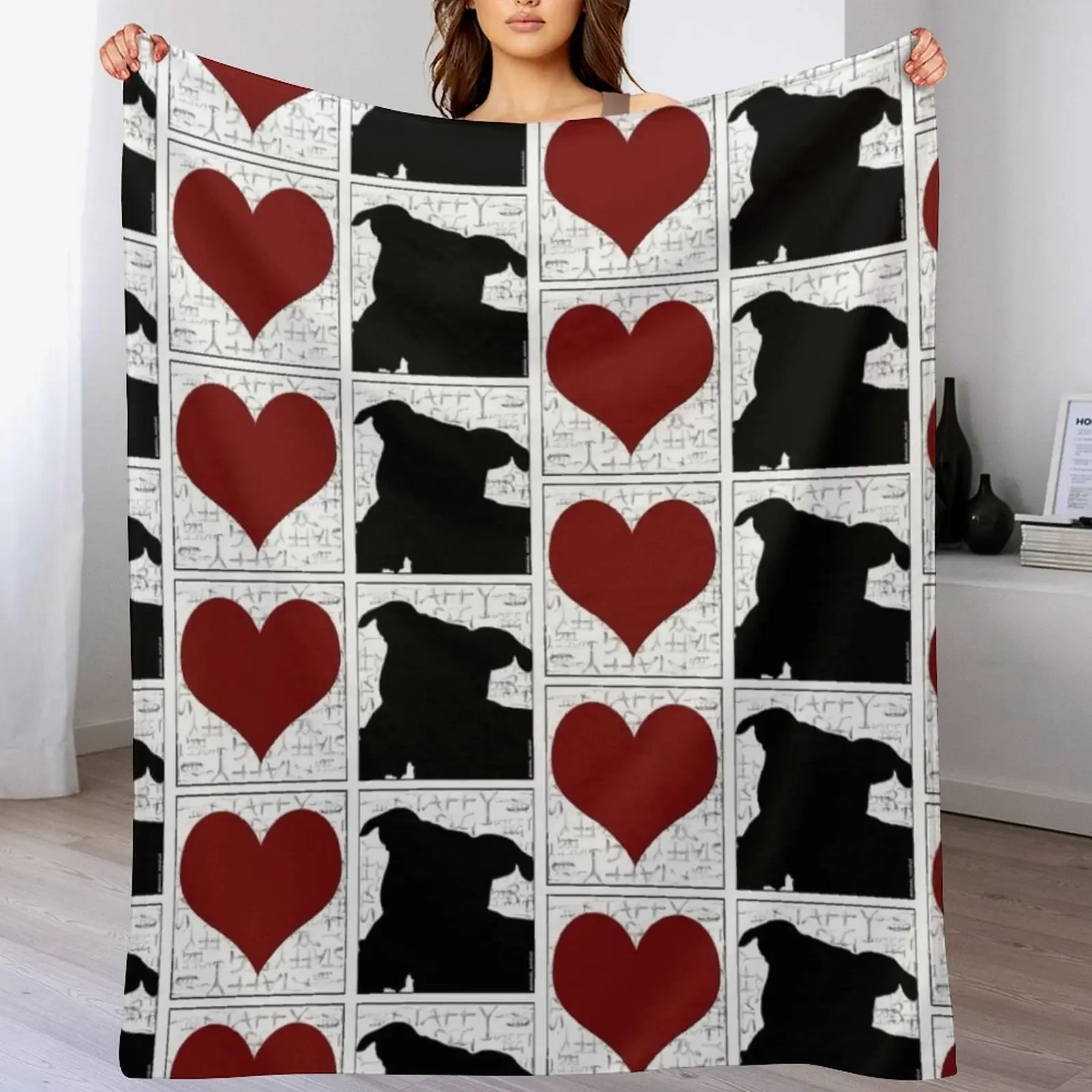 

Love Staffy Dogs Throw Blanket Stylish Decor Blanket Gift for Friends Roommate