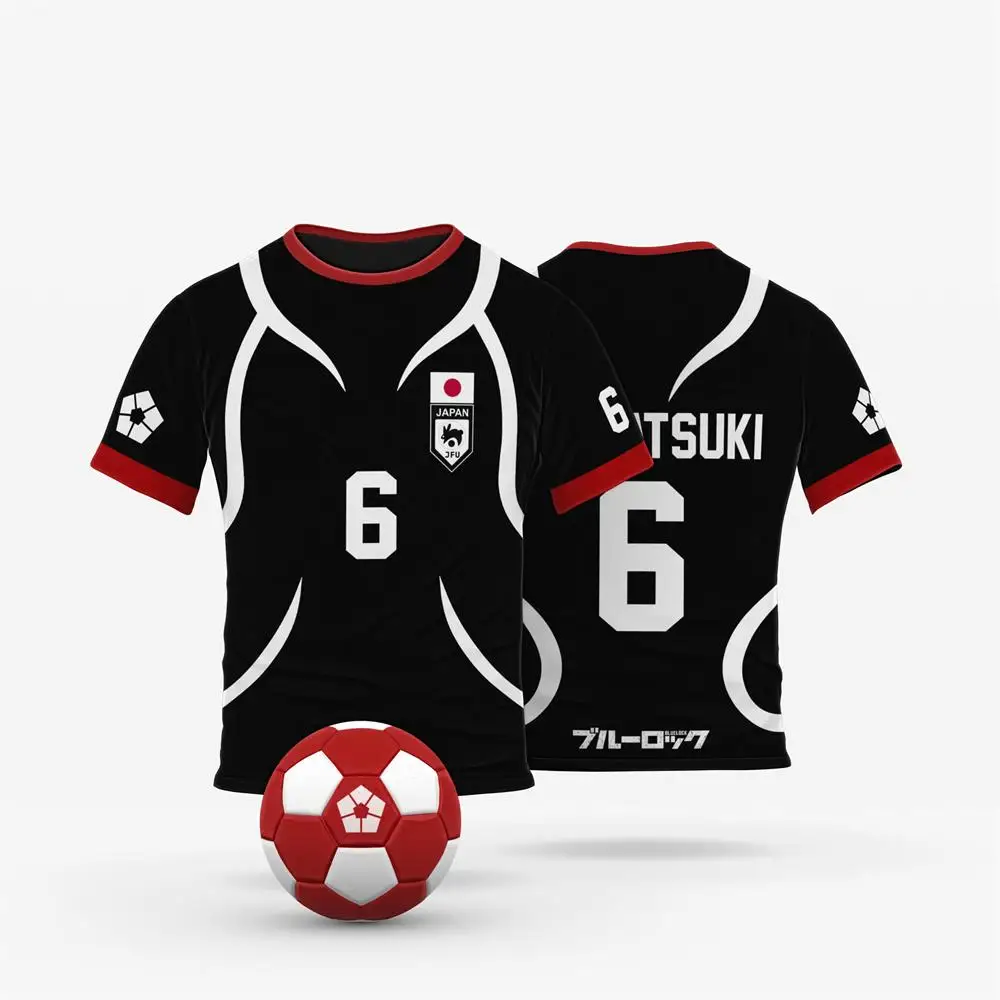 Blue Lock Japan U20 Black Cartoon Anime Cosplay Men Jersey Summer Short Sleeve Children Tee Tops Quick-Dry Fashion Women T-shirt image 3