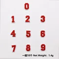 Red - 0-9 Iron on