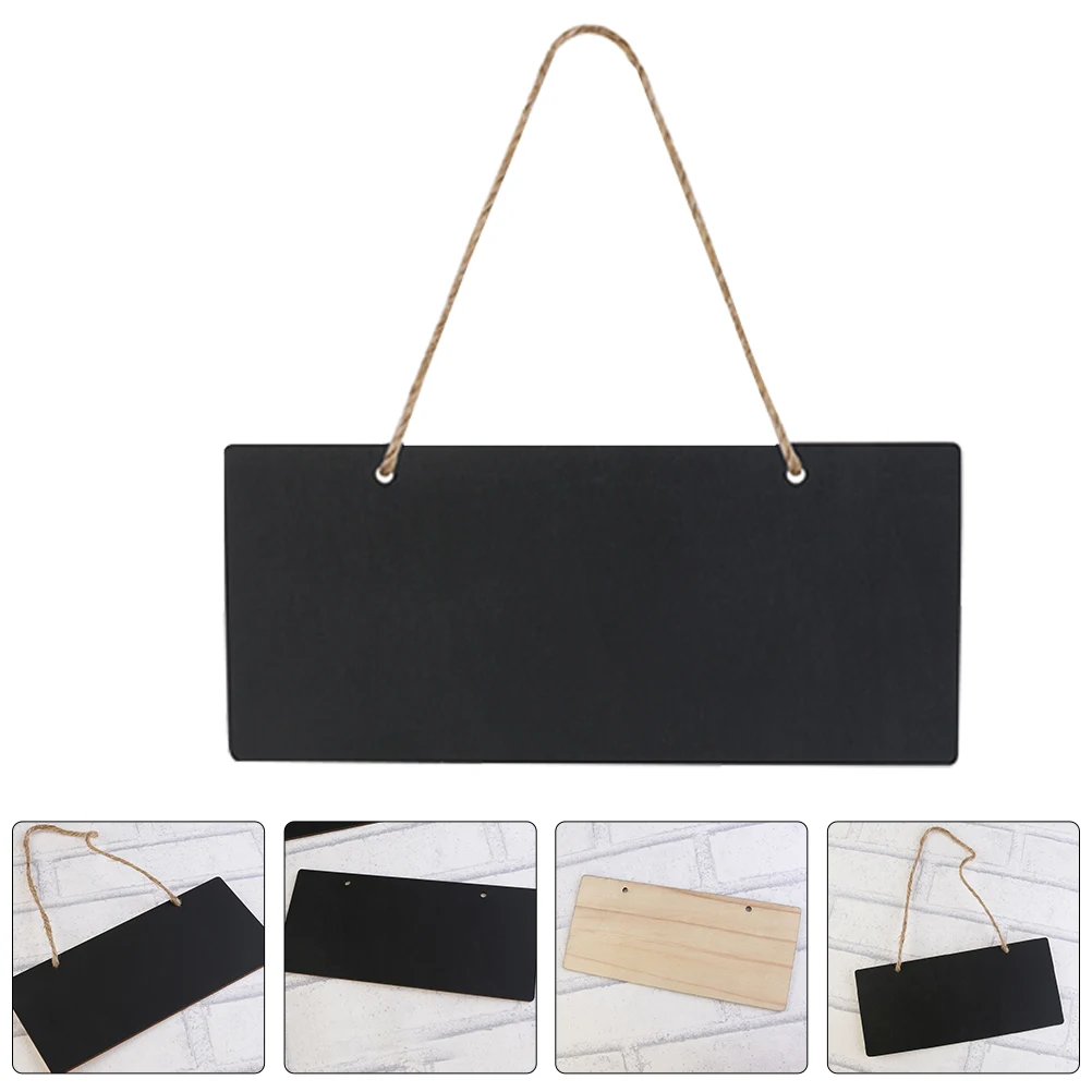 

Small Blackboard Craft Wood Sign Mini Chalkboard Hemp Rope Hanging Tags Label Double-sided Use Message Signs