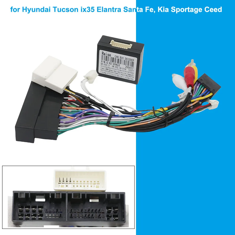 

Жгут проводов CAN Bus, 16-контактный разъем, автомобильный кабельный адаптер Android, для Hyundai Tucson ix35 Elantra Santa Fe, Kia Sportage Ceed