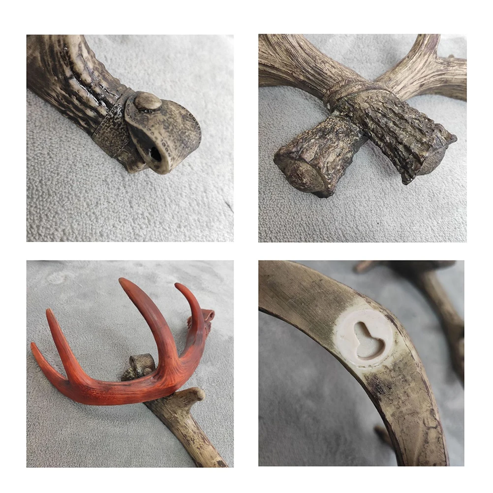 

Nordic Antler Rack Decorative Wall Hooks Resin Easy Install Prevent Damage Deer Shape Brown Home Office