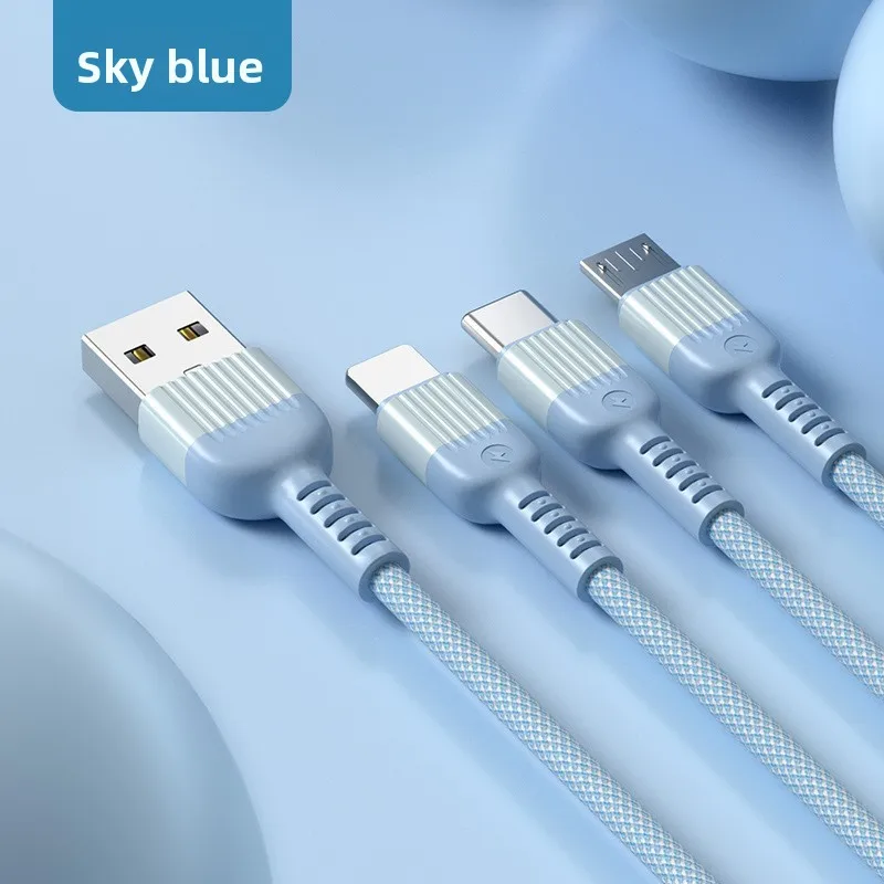 كابل شحن 3 في 1 مع شحن سريع بقدرة 66 وات، متوافق مع iPhone 14 وLeEco وأجهزة Android (USB-C)، كابل بيانات من 1 إلى 3 #6