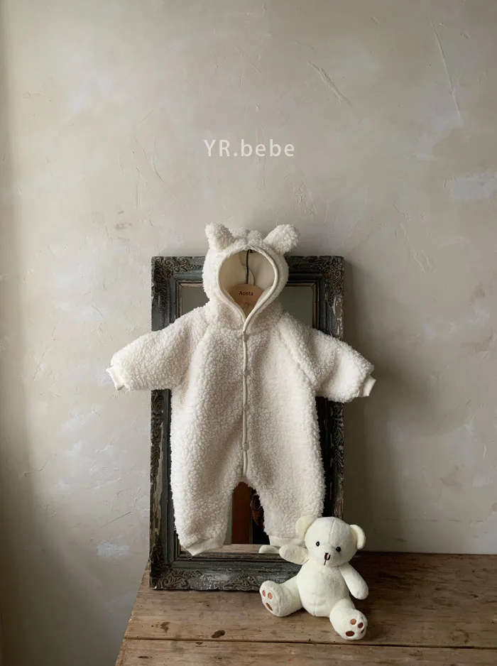 Autumn And Winter Infant Lamb Cashmere One-piece Clothes Thickened Warm Baby Crawling Clothes