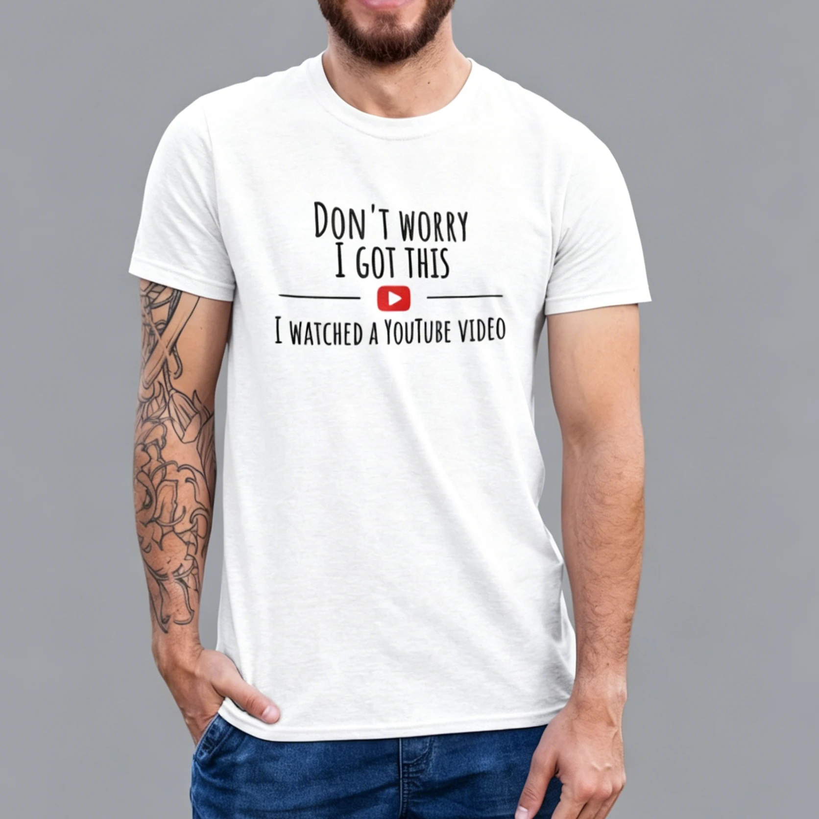 Don't Worry I Got This I Watched A Youtube Video Funny BBQ T-shirt Gift for Men For Dad Funny Tee Y2K Meme Trendy Streetwear