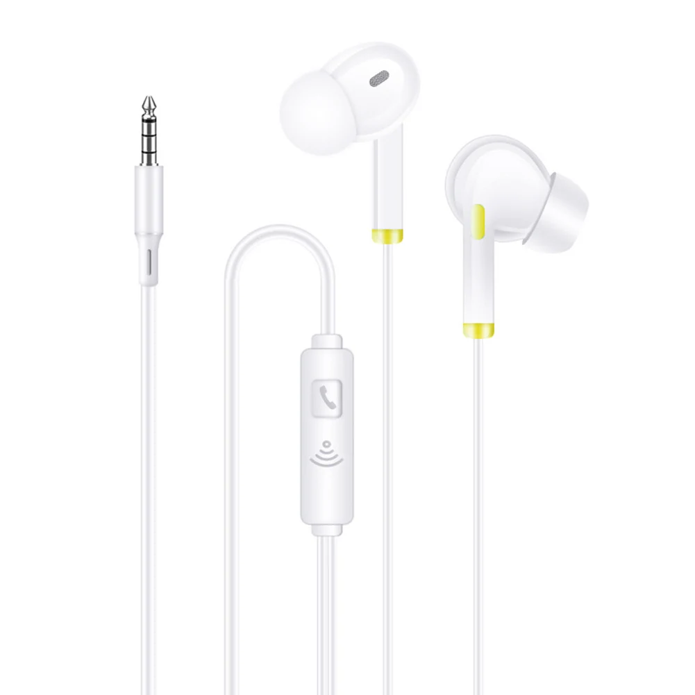 In-Ear Noise Canceling Wired Headphones With Mic For Mobile Phones Built-in Microphone Black/White Color