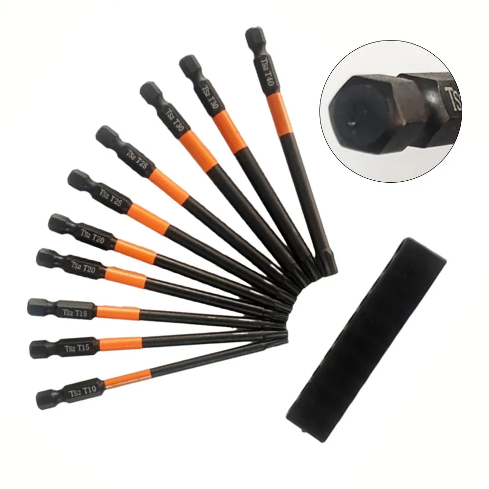 11Pcs Torx Bit Star Set 100mm Long Hex Shank Magnetic High Hardness Suitable For Electric Screwdrivers And Pneumatic Tools