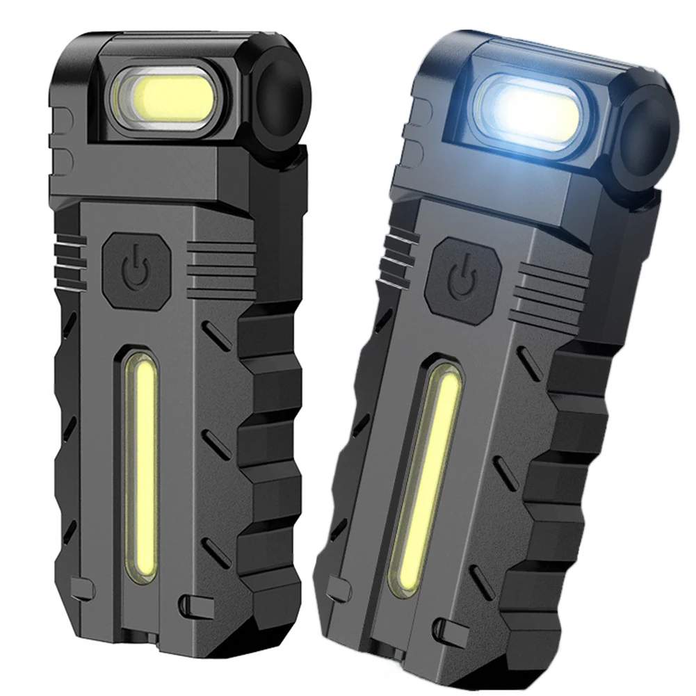 C10/G5 EDC Flashlight 400Lumens Portable Pocket Mini Light Waterproof Torch 180° Rotating Head With Tail For Outdoor