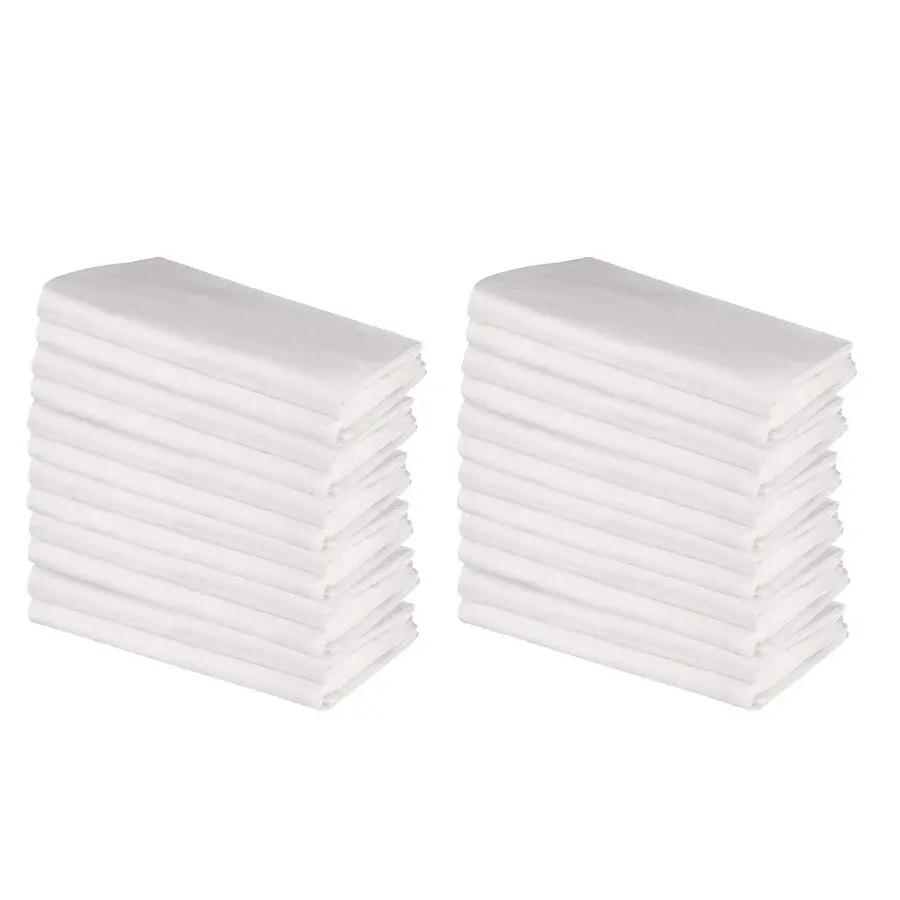 

100 полотенец с хлопчатобумажной мукой, 24 упаковки, 27x27 дюймов, белые, безворсовые, с предварительно смываемыми краями, многоразовые кухонные полотенца для чистки