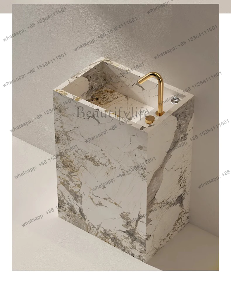 rock slab column basin integrated floor-to-ceiling hand wash basin villa bed and breakfast hotel wash table