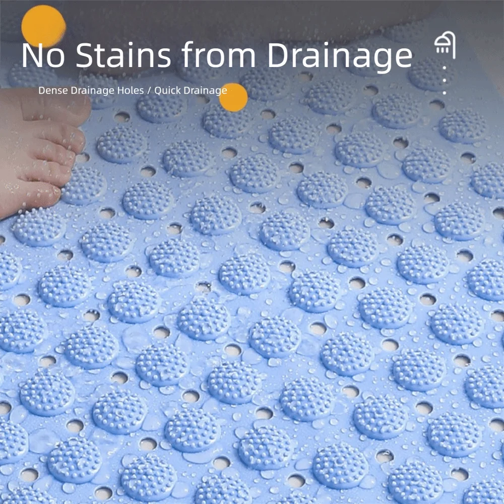 

Anti-drop Non-Slip Floor Mat Draining Hole Rectangular Foot Massage Pad Exfoliating Suction Cups Bathroom Safety Rug Washroom