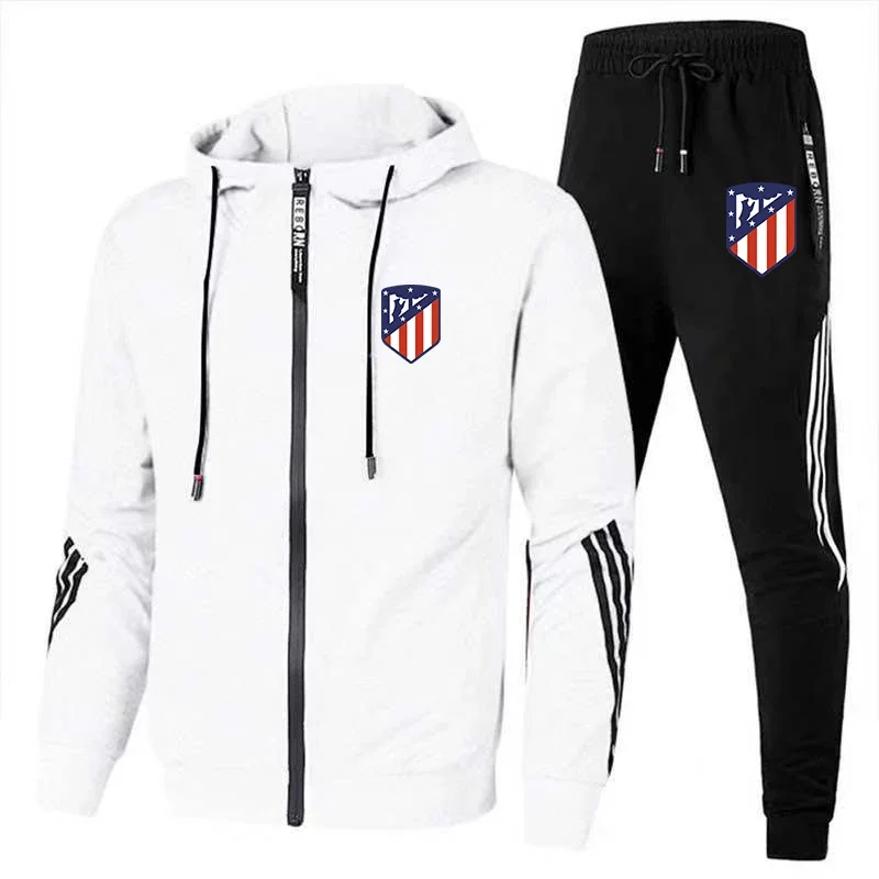 Nuovo set di abbigliamento sportivo di lusso da uomo autunno/inverno 2024 Felpa con cappuccio e pantaloni da jogging Attività all\'aperto in 2 pezzi