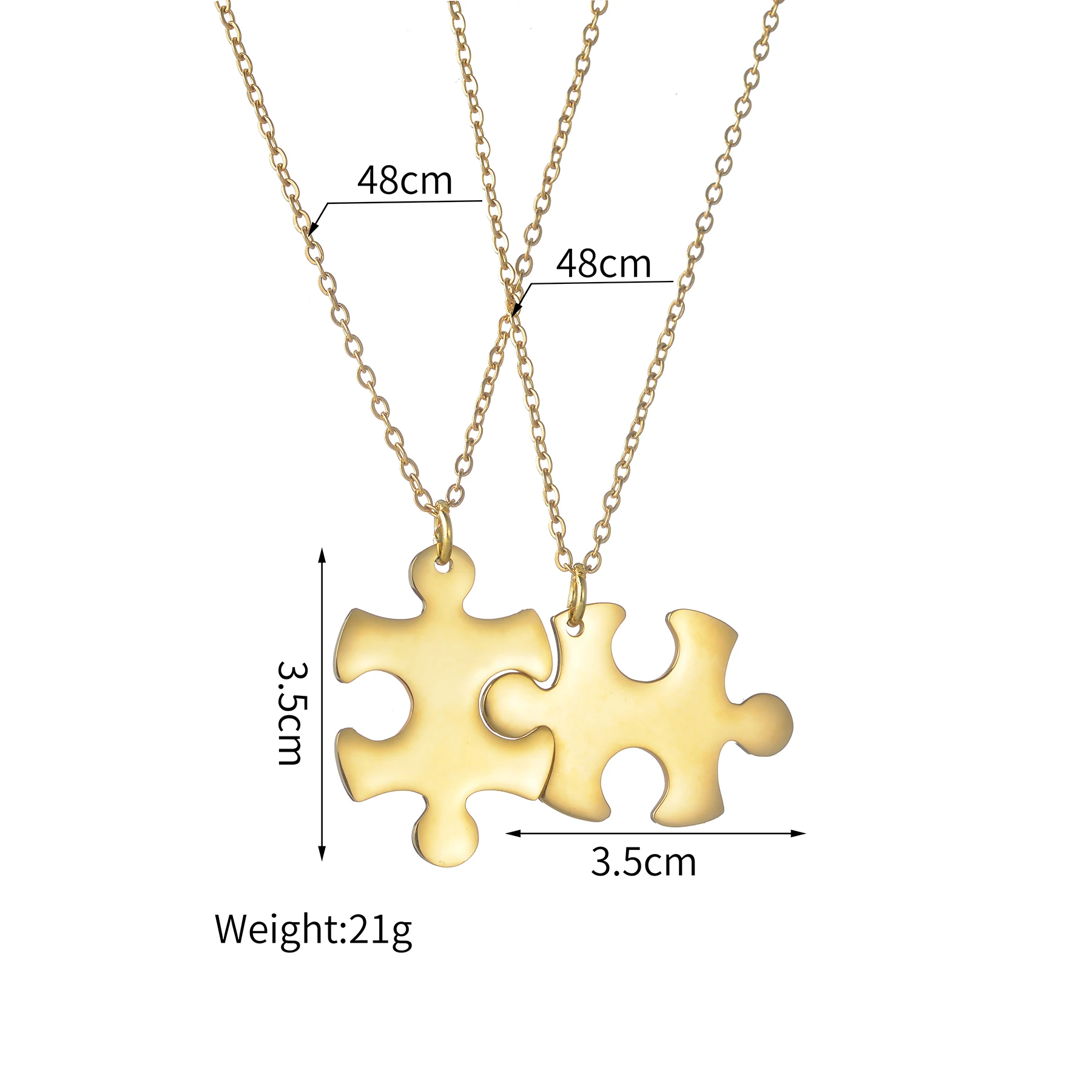 Bluelory Customized Lovers Puzzle Name Necklace For Women Men Girlfriend Boyfriend Gold Stainless Steel Couple Jewelry Gift