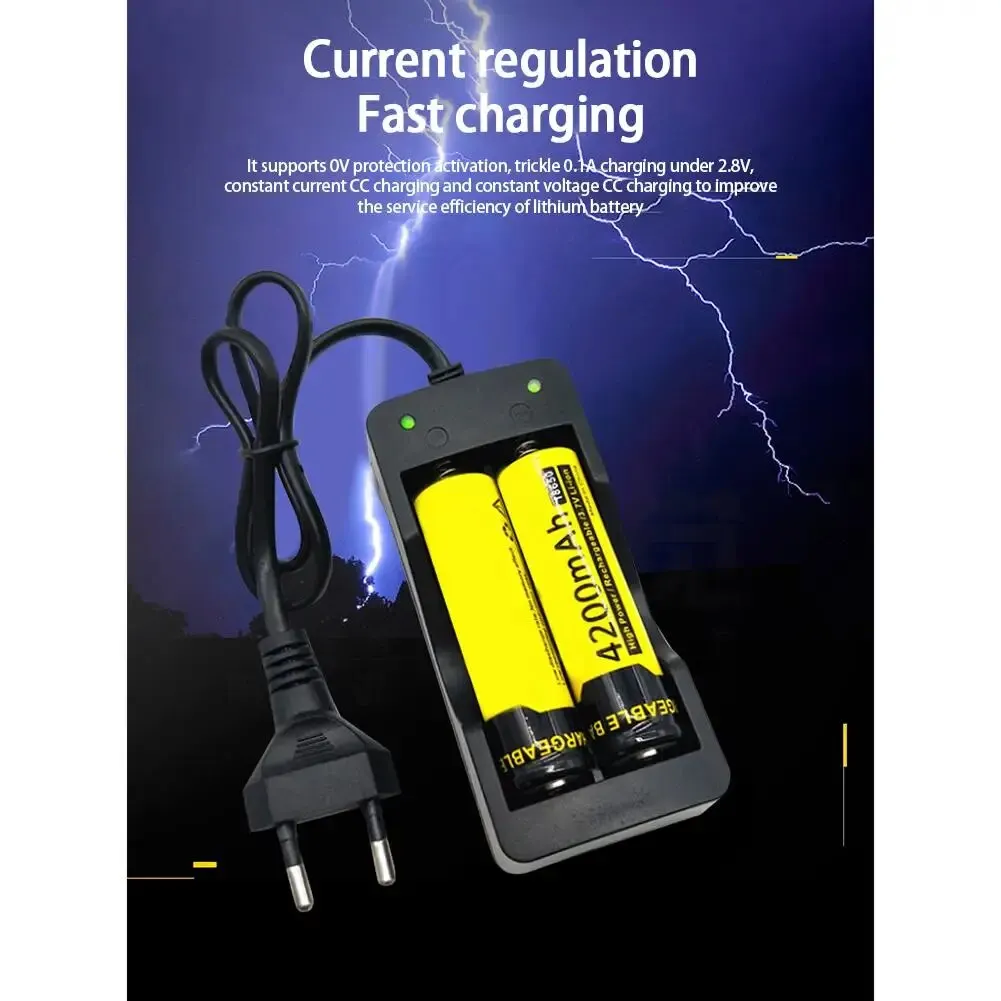 18650 Dual Charging Battery Charger With Cable Flashlight Dual Slot Smart Lithium Battery Charger Adapter